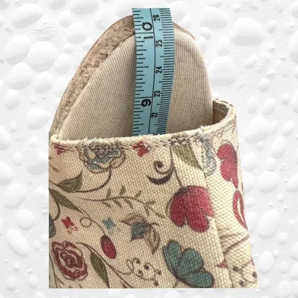 ESPEDRILLES FLORAL CANVAS Peep-toe Cut-out back. Size 8 1/2 (41) Euro - Picture 7 of 9